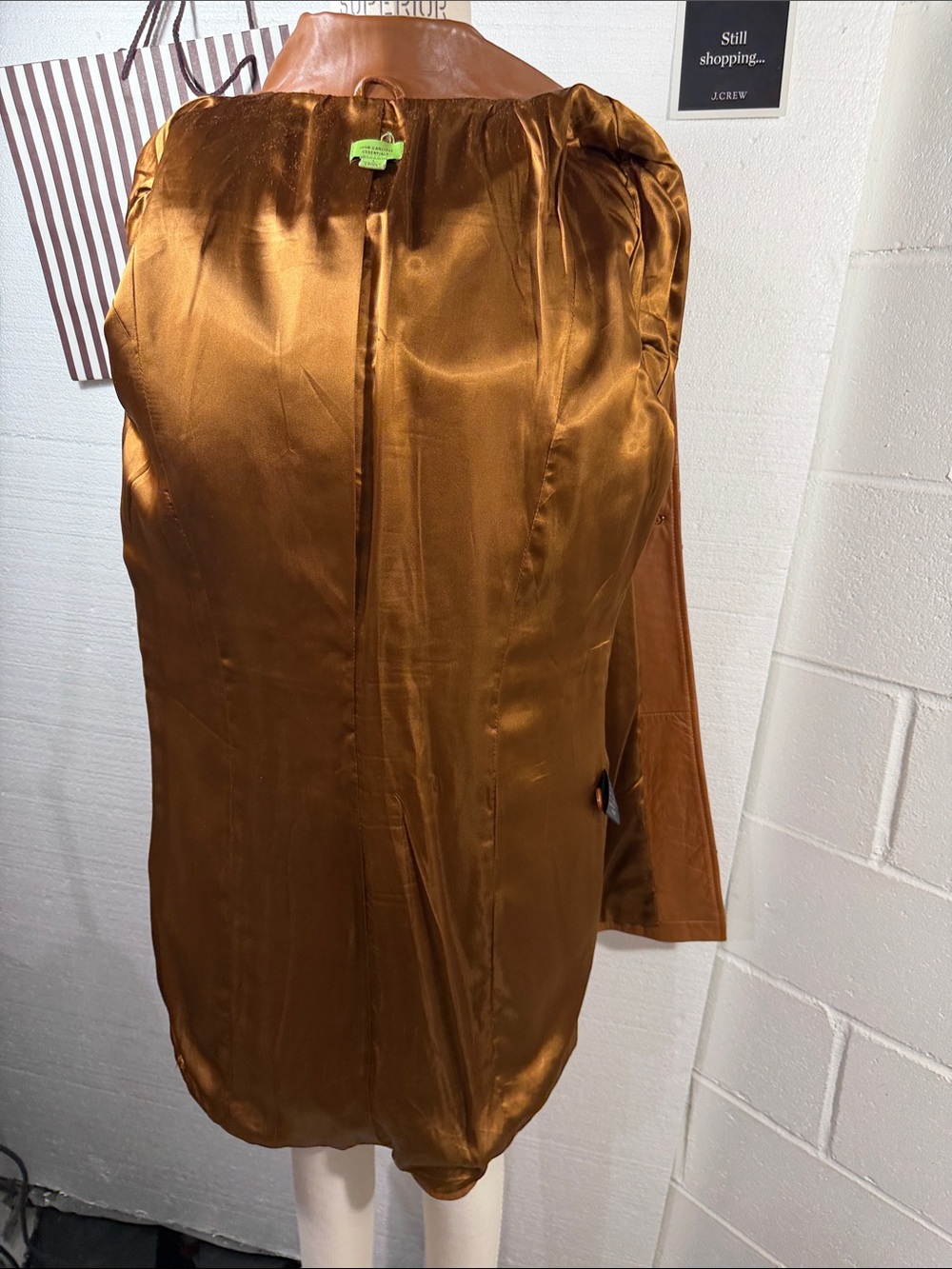 Vintage Classic Cognac Leather Button-Front Coat - Picture 6 of 13